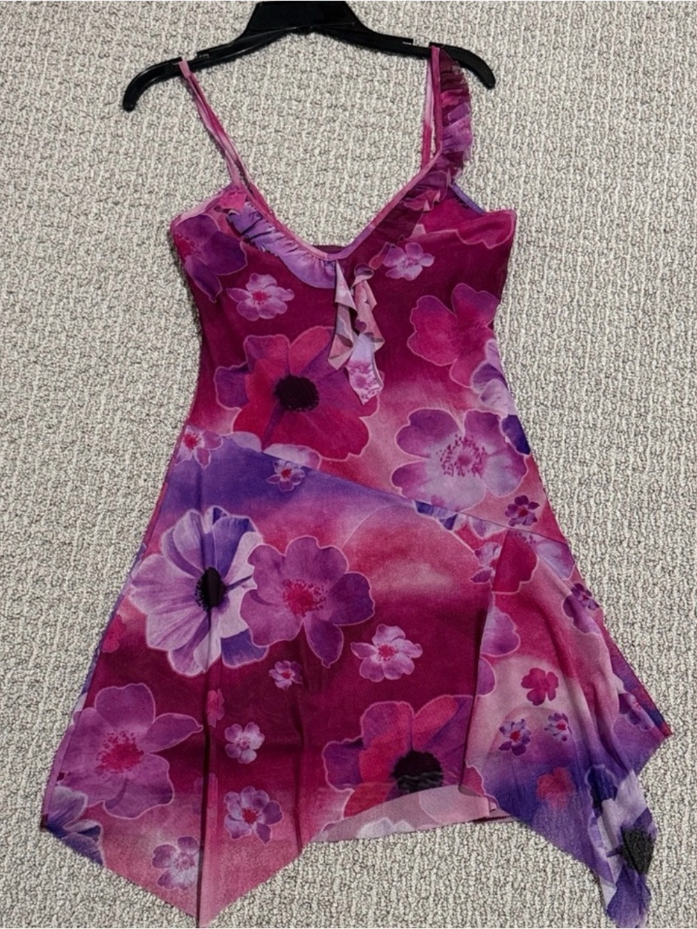 Urban outfitters Girls Pink Floral Handkerchief Hem Dress